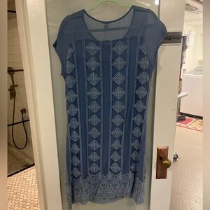 Sundance chiffon lined blue sheer dress size Small